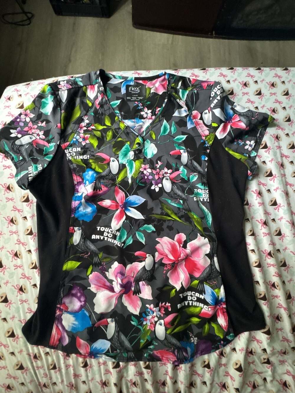 Cherokee Iflex Women's Scrubs Top V-Neck Knit Panel CK657